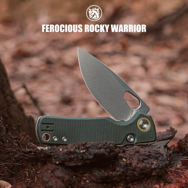 Vosteed EDC Knife, 2.99" 14C28N Steel Wider Blade, Green Micarta Handle Top Liner Lock, Folding Pocket Knives with Clip for Men & Women, Survival Camping - Porcupine A2603 - Image 4